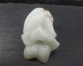 A Jadeite Jade pendant of an Orchid. Traditional Chinese carved jade with jump rings fitted and Certificate. FREE SHIPPING.