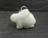 A Jadeite Jade pendant of a Rabbit. Traditional Chinese carved jade with jump rings fitted and Certificate. FREE SHIPPING.