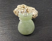 A Jadeite Jade pendant of a Money Bag. Traditional Chinese carved jade with jump rings fitted and Certificate. FREE SHIPPING.