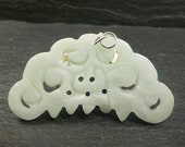 A Jadeite Jade Floral Pendant. Traditional Chinese carved jade with jump rings fitted. FREE SHIPPING.