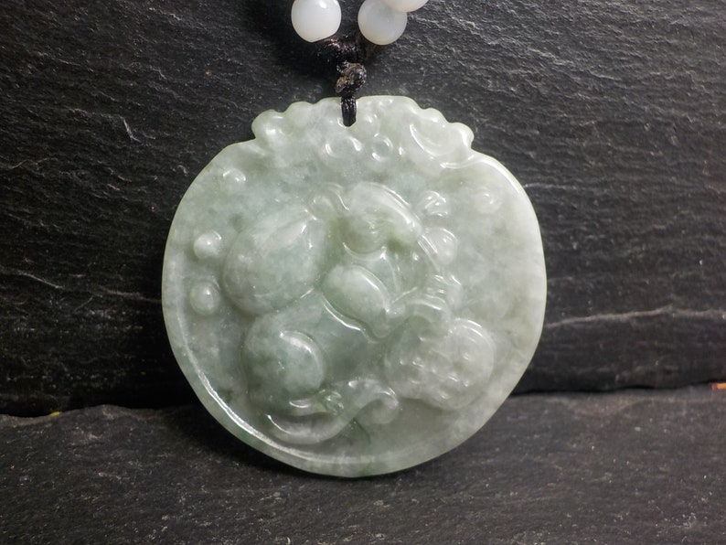 Jewelry Gift Necklace Pendant Certified Jadeite Jade Pendant and Neck Cord of a Rabbit FREE SHIPPING.