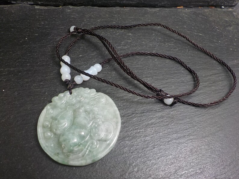 Jewelry Gift Necklace Pendant Certified Jadeite Jade Pendant and Neck Cord of a Rabbit FREE SHIPPING.