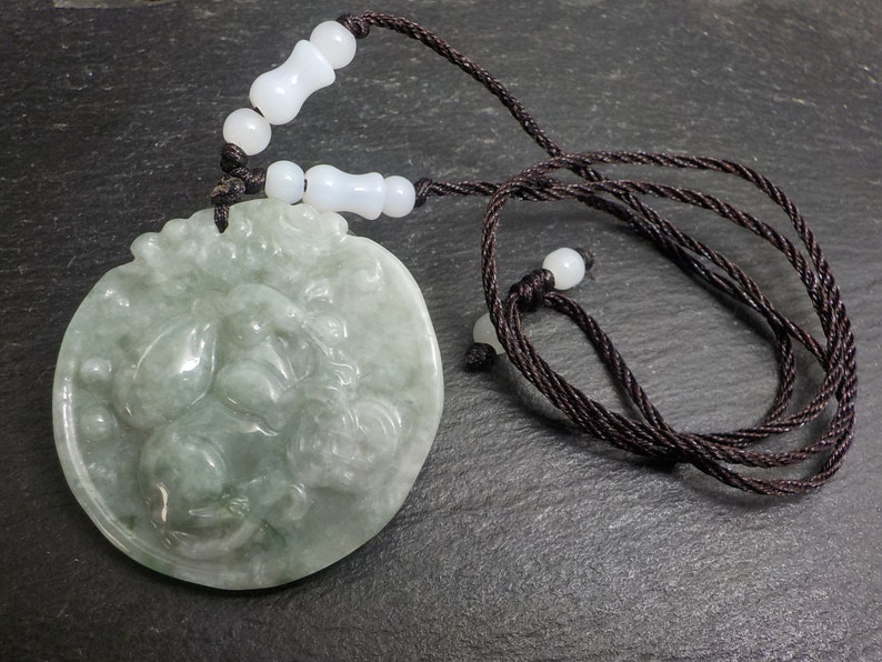Jewelry Gift Necklace Pendant Certified Jadeite Jade Pendant and Neck Cord of a Rabbit FREE SHIPPING.