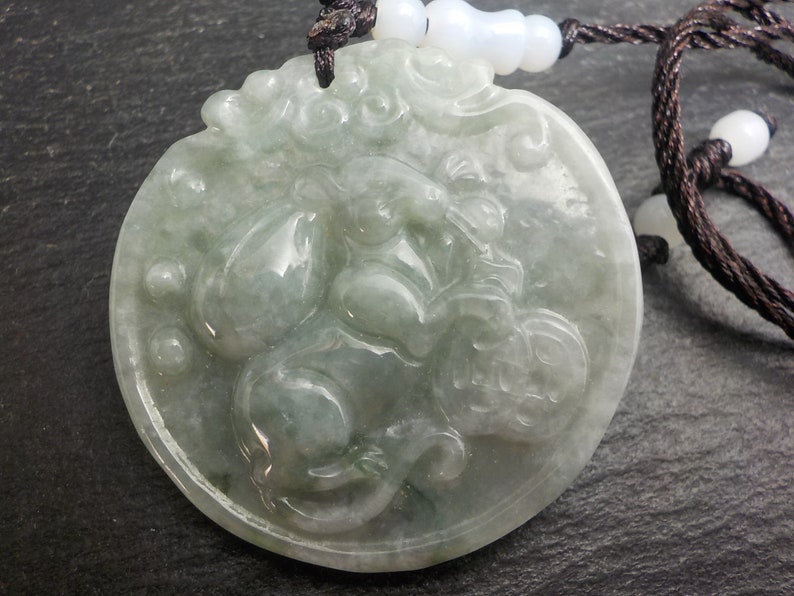 Jewelry Gift Necklace Pendant Certified Jadeite Jade Pendant and Neck Cord of a Rabbit FREE SHIPPING.