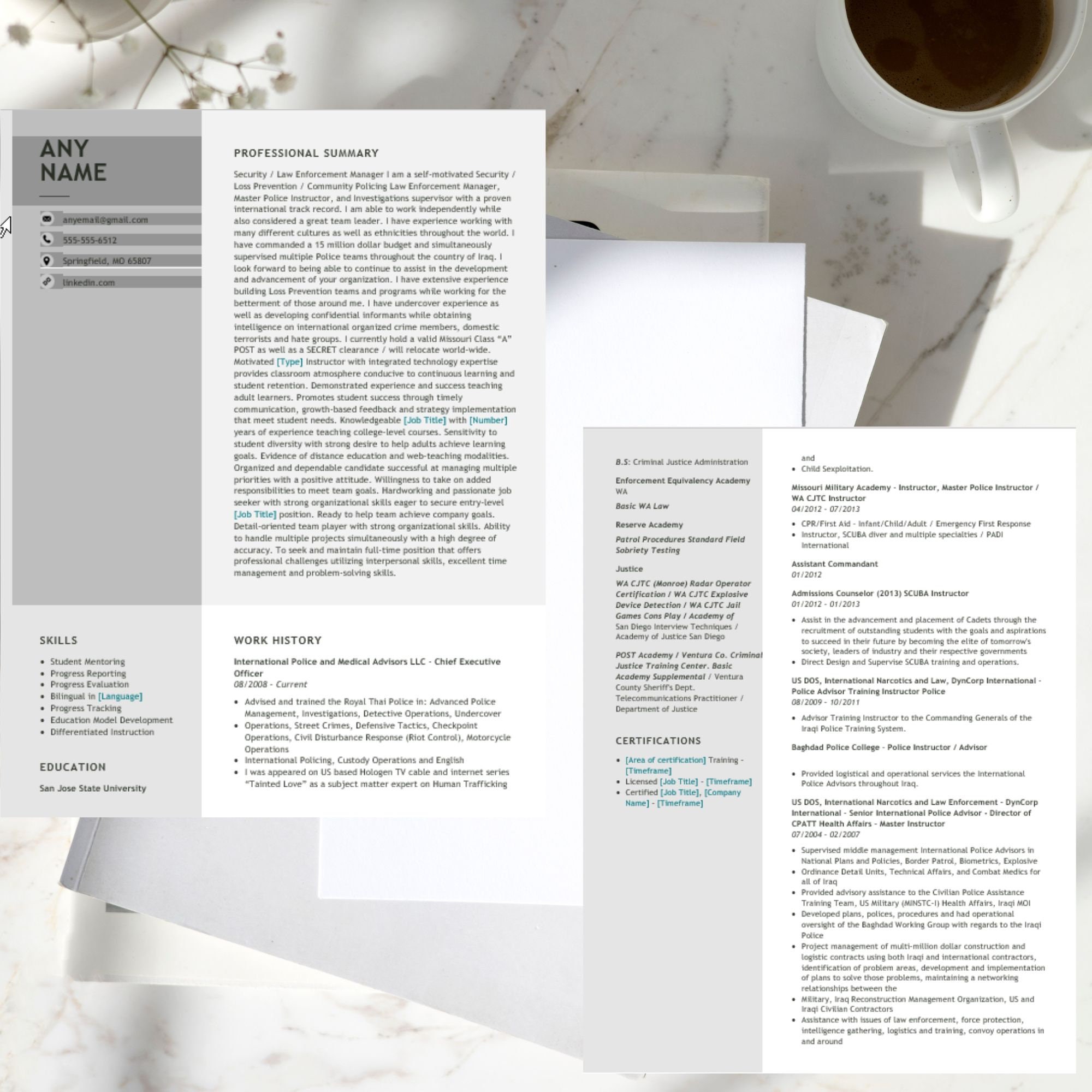 Police Training Resume Template Instant Download Word Doc - Etsy