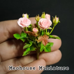 Puppenhaus Miniaturen HANDMADE Fairy Garden rosa Rose Blume Pflanze 1 kein Topf von Meohouse