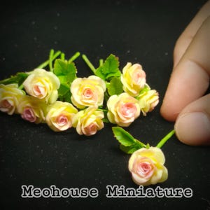 Puppenhaus Miniaturen HANDMADE Blume Ton Garten Rose Blume 10 Stiel
