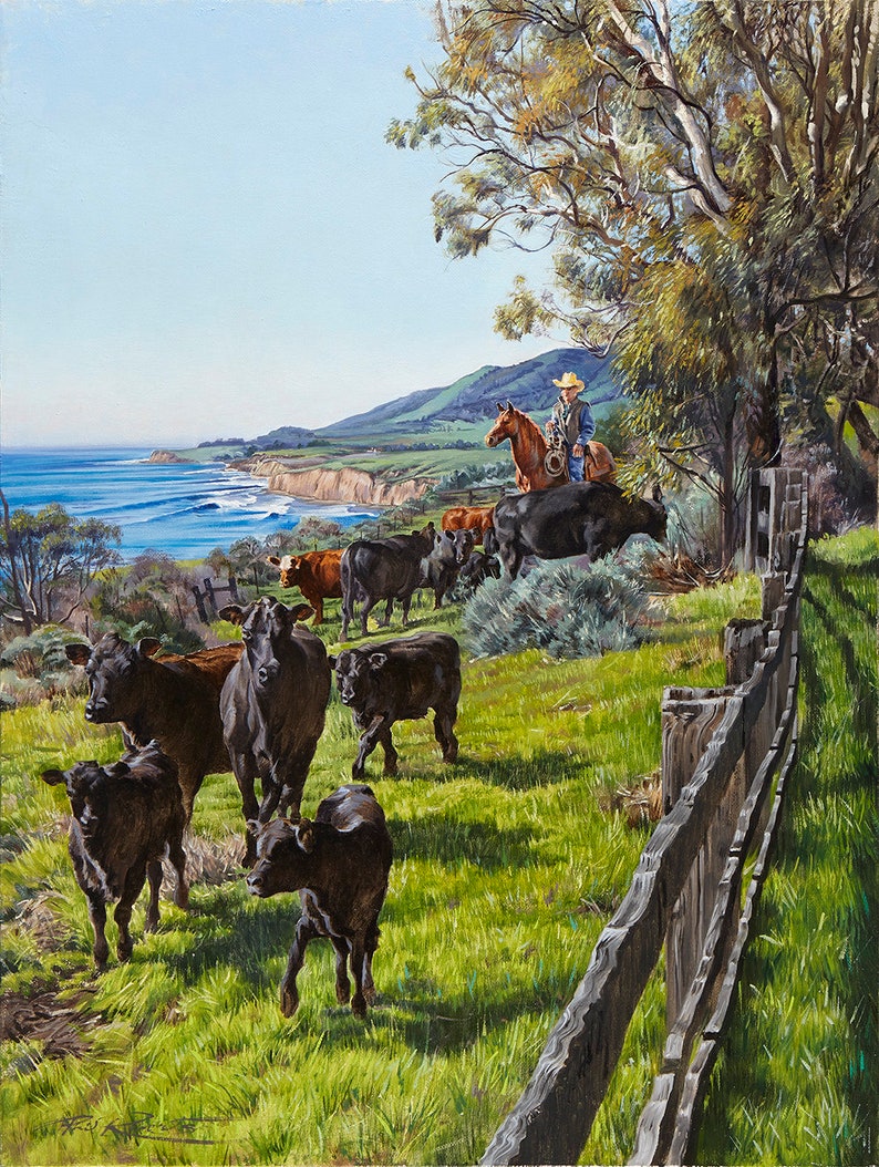 Cattle Drive at Hollister Ranch Cowboy Fine Art Print by Phil Etsy