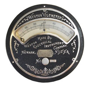 Vintage Weston Voltmeter - Newark NJ USA- Late 1800s -  Vintage Machine Age Industrial Decor - Very  Nice - LQQK!!!