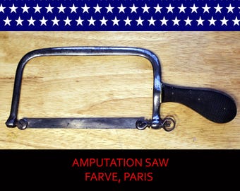 Vintage Favre Amutation Saw - Civil War Era to Indian Wars - Good Condition!!! From Paris - Gutta Percha  Handle - Light Wear - LQQK!!!