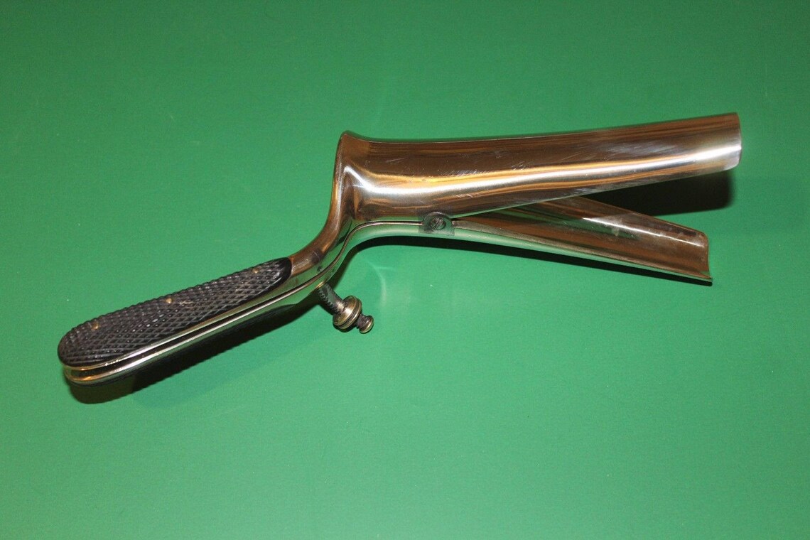 Vintage Bivalve Vaginal Speculum Ca.1840 1860 Ebony Handles Superb