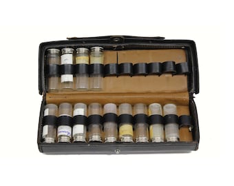 Vintage Apothecary Case w/ NICE Leather Case - 13 Vials - Holds 20 - Great Medical Item - L@@K!!!