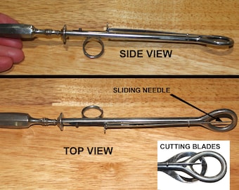 Vintage Tonsil Guillotine With Impaling Needle - Turn of the Century Piece - Excellent Condition w/ Minor Wear!!!