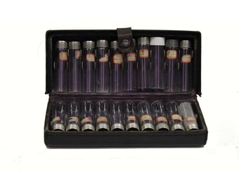 Apothecary Set - 20 Bottles/Vials in a Beautiful Leather Case Take a LQQK!!! 05