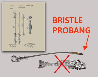 Vintage Esophageal Probang - 1901 Patent - Rare Instrument Removes Obstructions From the Throat - Horse Hair Bristles - Unusual Man-Cave