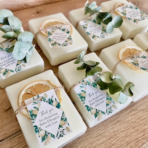 Lemon Soap Favors: Handmade Essential Oil Bridal Shower Gift - Set of 8