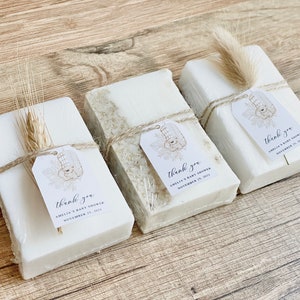 Gender Neutral Baby Shower Favors – Handmade Soap Bars with Teddy Bear Tags – Essential Oil Soap – Personalized Set of 8 Guest Gifts