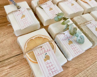 Recuerdos de jabón para baby shower Ciao: temática italiana de limón, jabón de aceite esencial personalizado