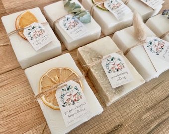 Woodland Animal Baby Shower Favors – Personalized Handmade Soap Bar Thank You Gifts