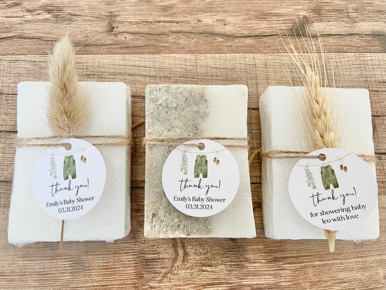 handmade bars of soap for personalized baby shower favors