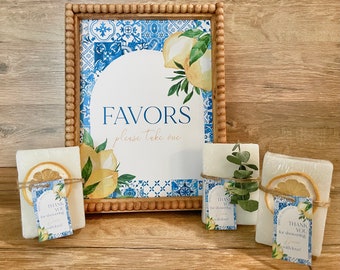 Printed Favor Sign for Amalfi Italy Greece Lemon Bridal Shower