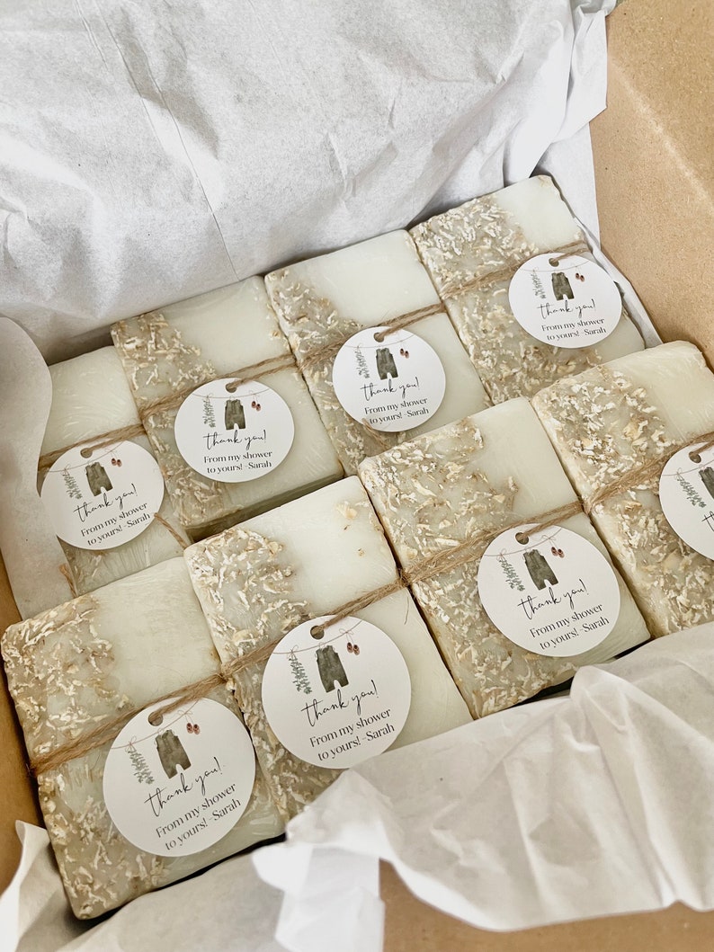 handmade bars of soap for personalized baby shower favors