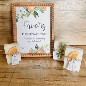 Printed Favor Sign for Orange Cutie Baby Shower or Bridal Shower