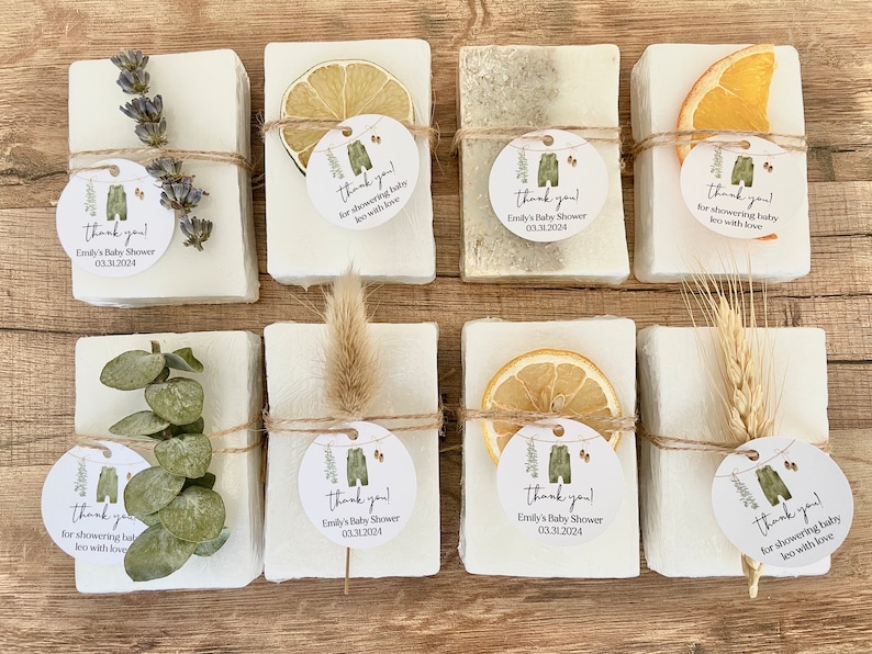 handmade bars of soap for personalized baby shower favors
