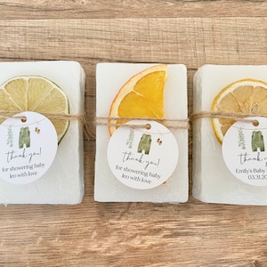 handmade bars of soap for personalized baby shower favors