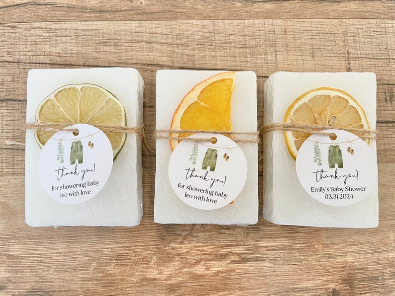 handmade bars of soap for personalized baby shower favors