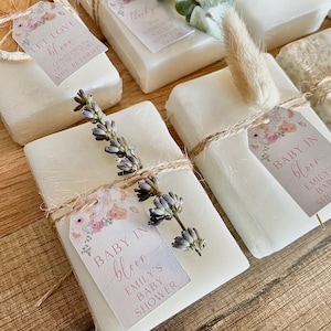 Baby in Bloom Baby Shower Favors – Floral Soap Bars with Essential Oils – Personalized Guest Gifts – Set of 8 Handmade Favors