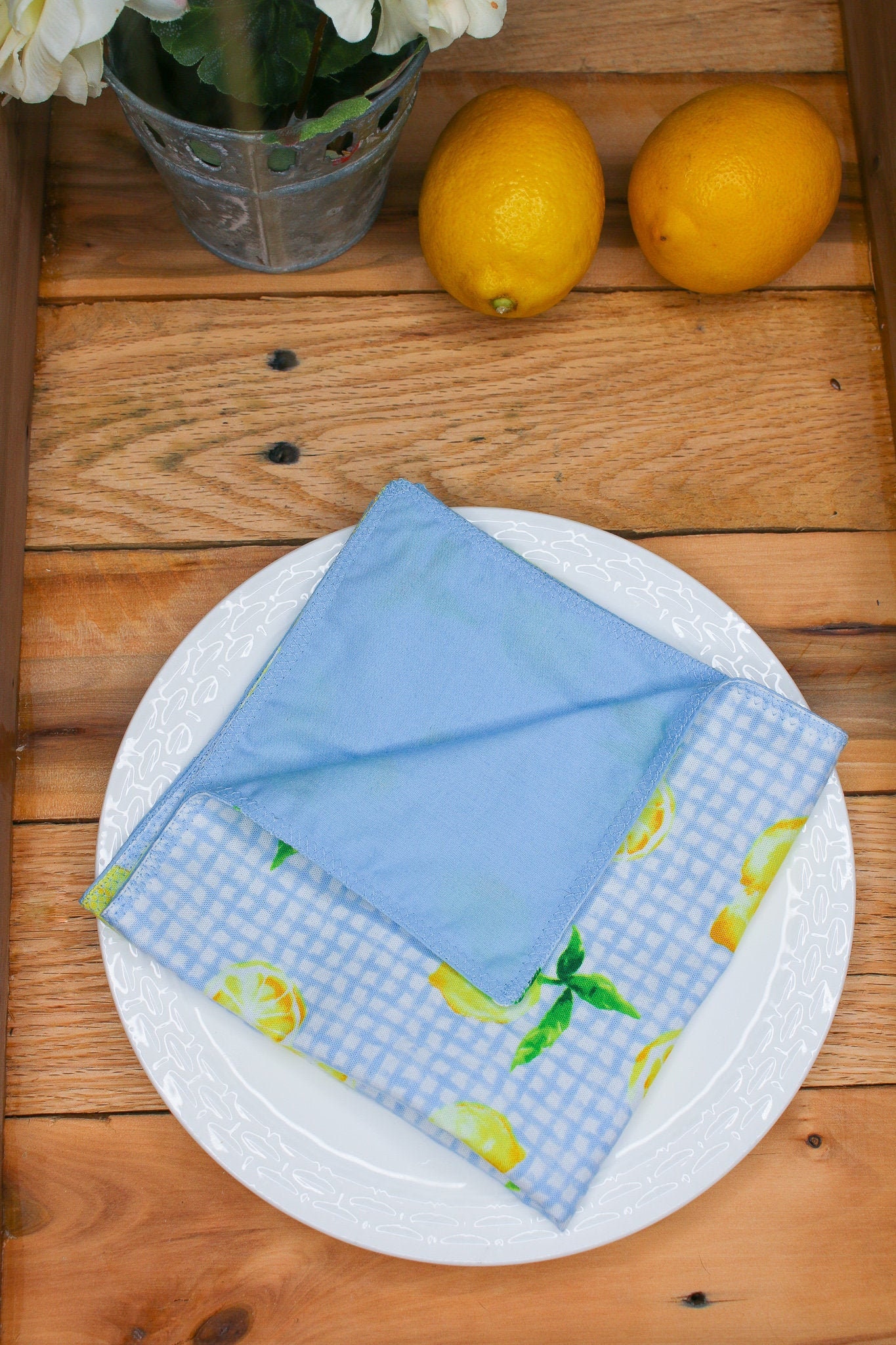 Lemon Cloth Dinner Napkins double sided eco reusable. Custom Etsy