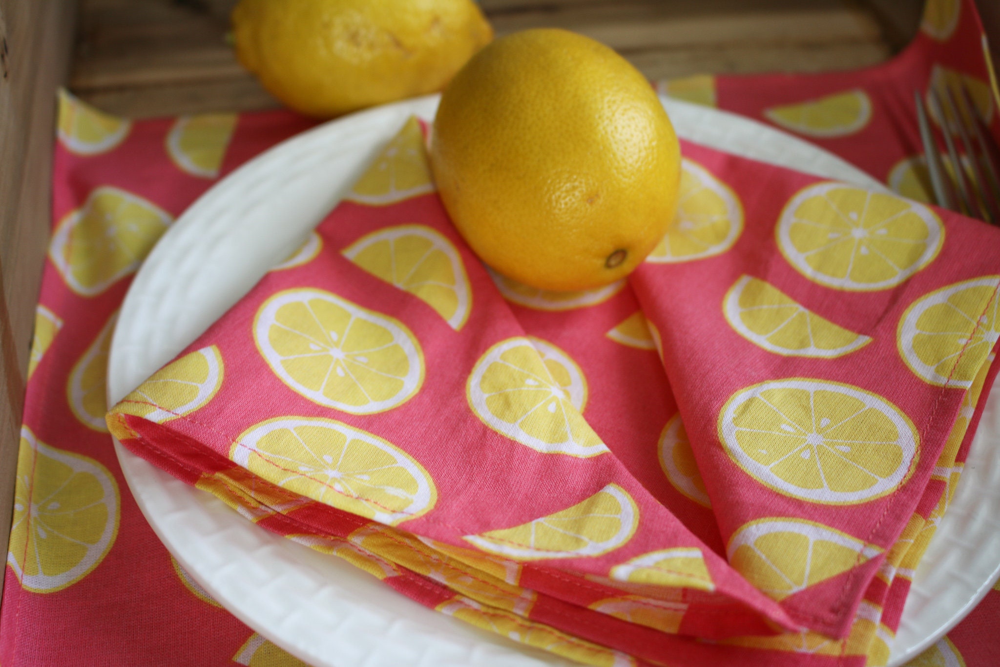 Lemon Print Cloth napkins Eco Reusable napkins Etsy.de