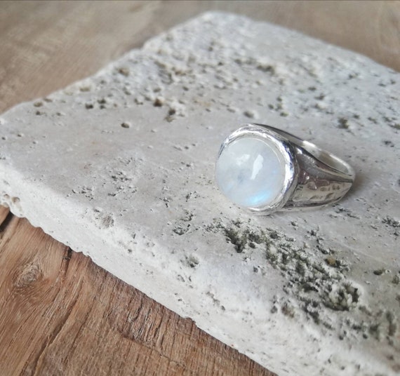 Anello Sigillo Tondo ETRUSCUM Con Pietra Di Luna in Argento 925 Anello Donna in Argento 925 Anello Donna Con Pietra Anello Uomo Argentot Etsy