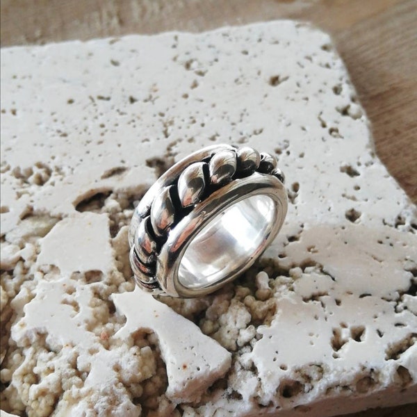 Anello TORCION argento 925, anello uomo, anello fascia, anello artigianale uomo, anello treccia argento