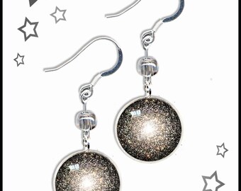 Star Cluster Ohrringe und GRATIS Fotokarte. Ohrstecker oder Clips. Space Art Schmuck