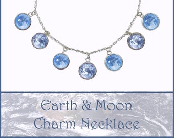 Earth & Moon Charm Necklace