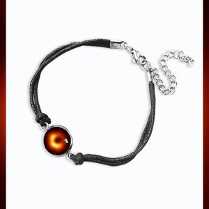 Pulsera de cuerda Black Hole con cadenas de extensión y tarjeta con fotografía GRATIS. Joyería de arte espacial.