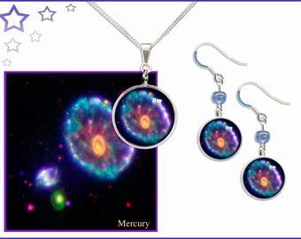Cartwheel Nebula Gift Set with FREE Photo card Sterling Silver Ear Wires and Chain