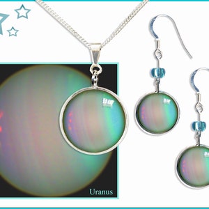 Colgante de Urano y Pendientes Juego de Regalo con tarjeta de foto GRATIS