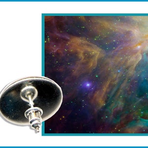 Orion Nebula Earrings and Pendant Gift Set with informative photo card. image 3