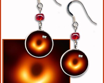 Black Hole Earrings with FREE informative Photo Card. Space Art Jewellery