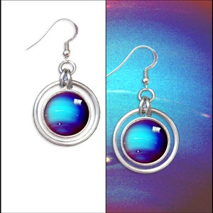 Pendientes Blue Planet Neptune con tarjeta de foto GRATIS