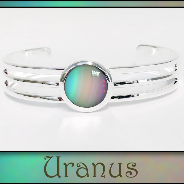 Uranus bangle and Photographic gift Card. Space Art Jewellery