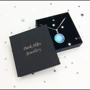 Silver Opalescent Uranus Pendant With FREE photo card. Space Art Jewellery image 2
