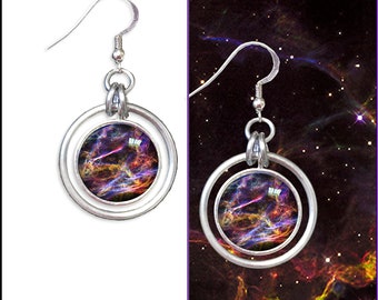 Space Nebula Earrings, Veil Nebula Earrings, With FREE informative Photo Card