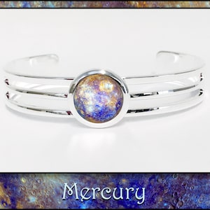 Mercury Bangle con caja de regalo y tarjeta de fotos informativas de alta calidad. Joyería de Arte Espacial