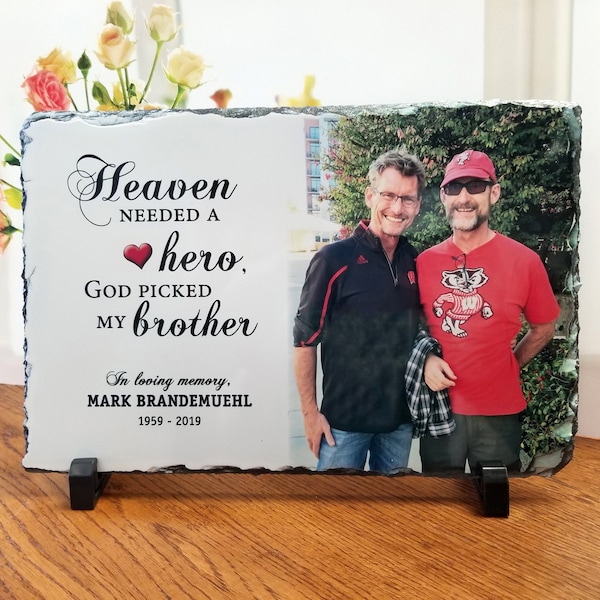 Heaven needed a hero, Loss of Brother, Funeral Gift, Memorial Photo Gift, In Loving Memory Gifts, Sympathy Gift, Loss of Son, Grief Gift