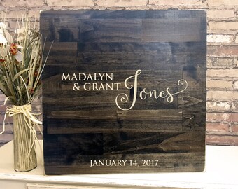 Rustic Wedding Guest Book Alternative | Rustic Wedding Decor | Wood Guest Book | Family Name Design | Personalized Guest Book