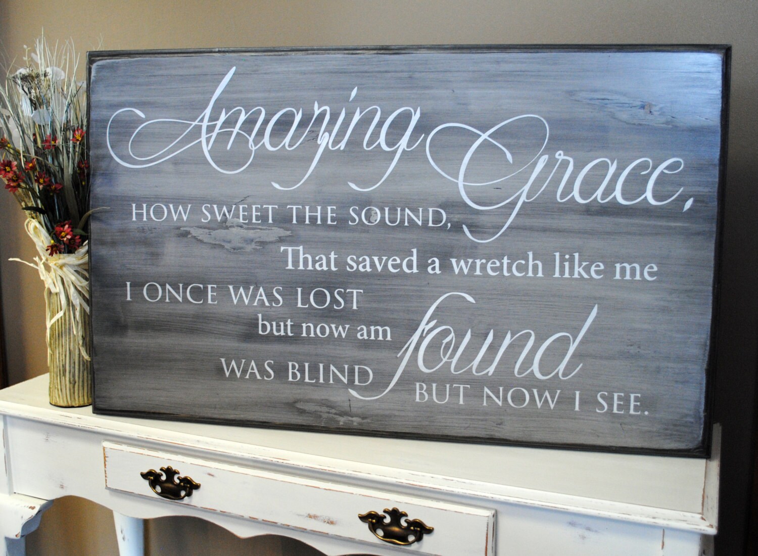Amazing Grace Sign Distressed Wood Wall Art. Large 24 x Etsy